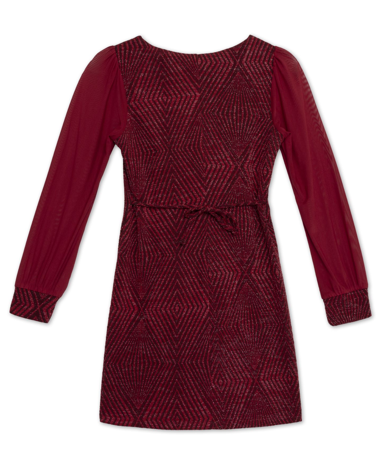 Платье Speechless Knee Length Square Neck Long Sleeve Dress для девочек, цвет: Глубокий красный — фото 3