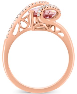 EFFY&reg; Pear-Shape Morganite (1-3/4 ct. t.w.) & Diamond (1/8 ct. t.w.) Statement Ring in 14k Rose Gold