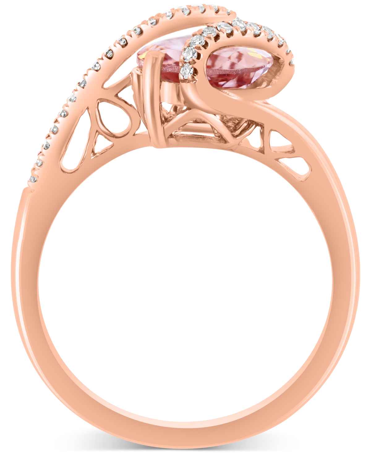 Effy Collection Effy Pear-shape Morganite (1-3/4 Ct. T.w.) & Diamond (1/8 Ct. T.w.) Statement Ring In 14k Rose Gold In Morganite