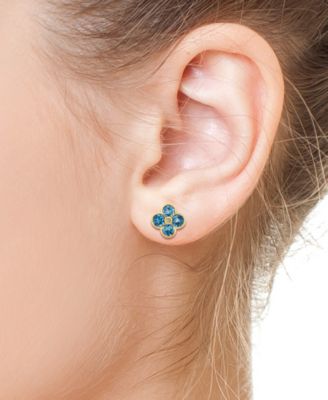 EFFY&reg; London Blue Topaz (2-5/8 ct. t.w.) & Diamond Accent Flower Stud Earrings in 14k Yellow Gold (Also in Citrine)