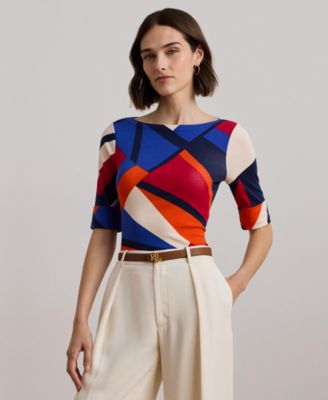 Lauren Ralph Lauren - Women's Print Stretch Cotton Boatneck Tee
