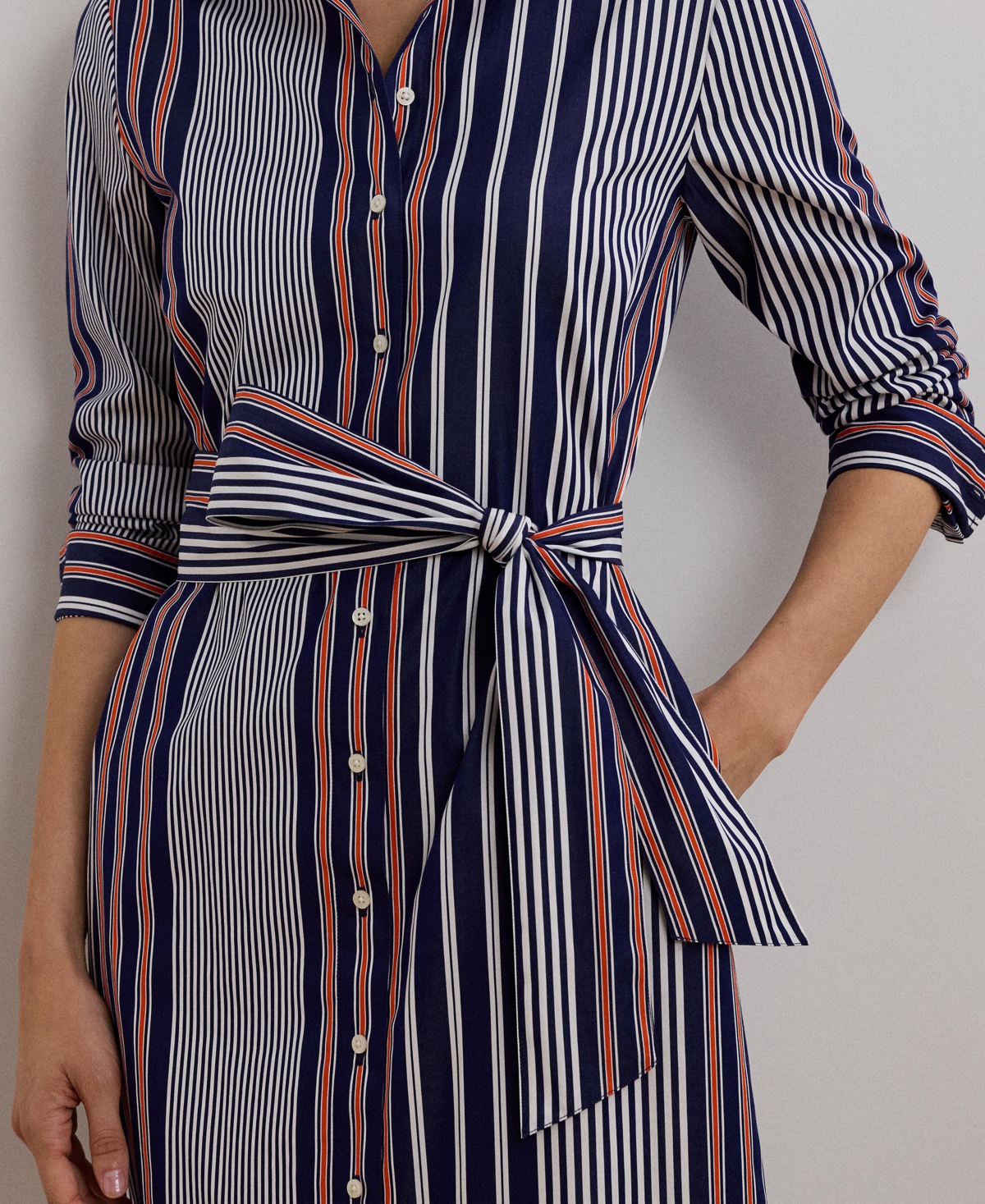 Lauren Ralph Lauren Women's Striped Cotton Broadcloth Shirtdress -White