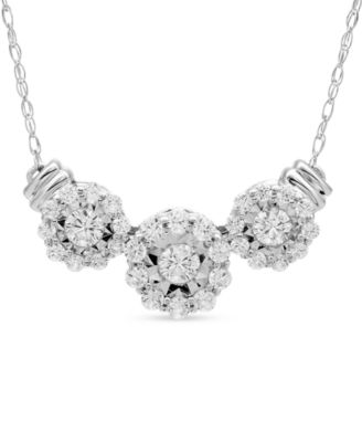 Macy's - Diamond Triple Halo 18" Statement Necklace (1/2 ct. t.w.) in 14k White Gold