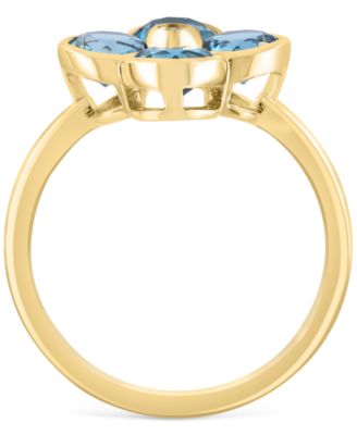 EFFY&reg; Citrine (2-1/6 ct. t.w.) & Diamond Accent Flower Statement Ring in 14k Yellow Gold (Also in Blue Topaz)