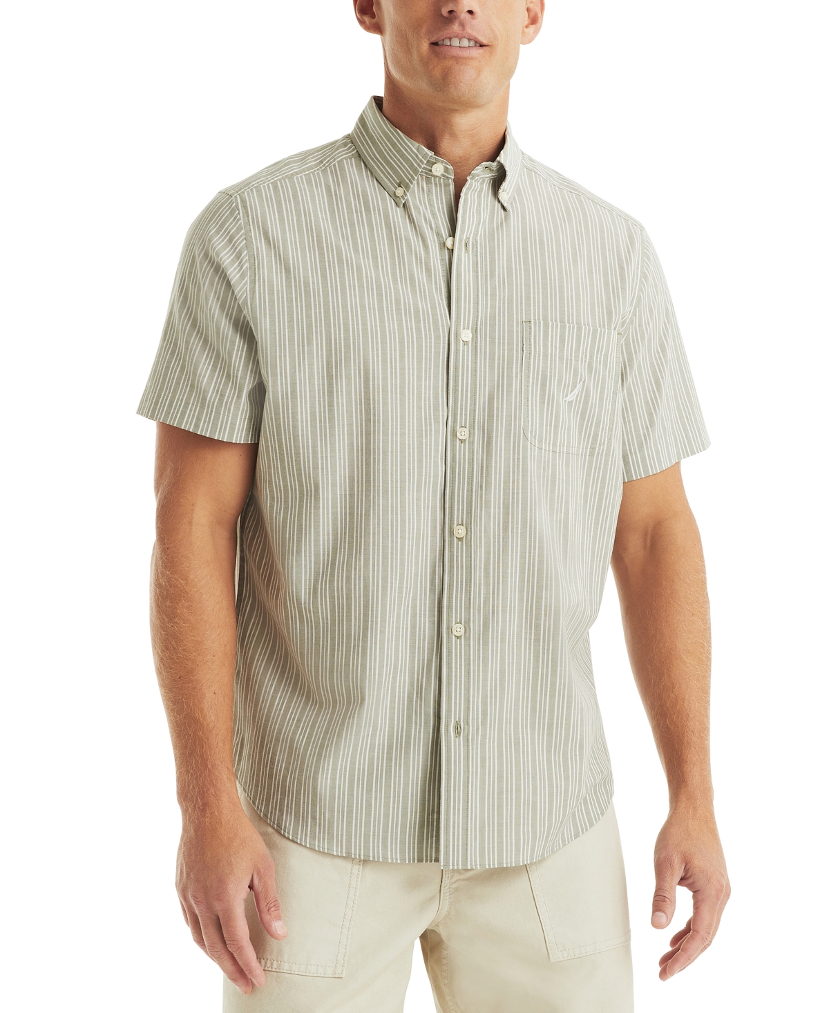 Men's Striped Short Sleeve Shirt - Convoygrn