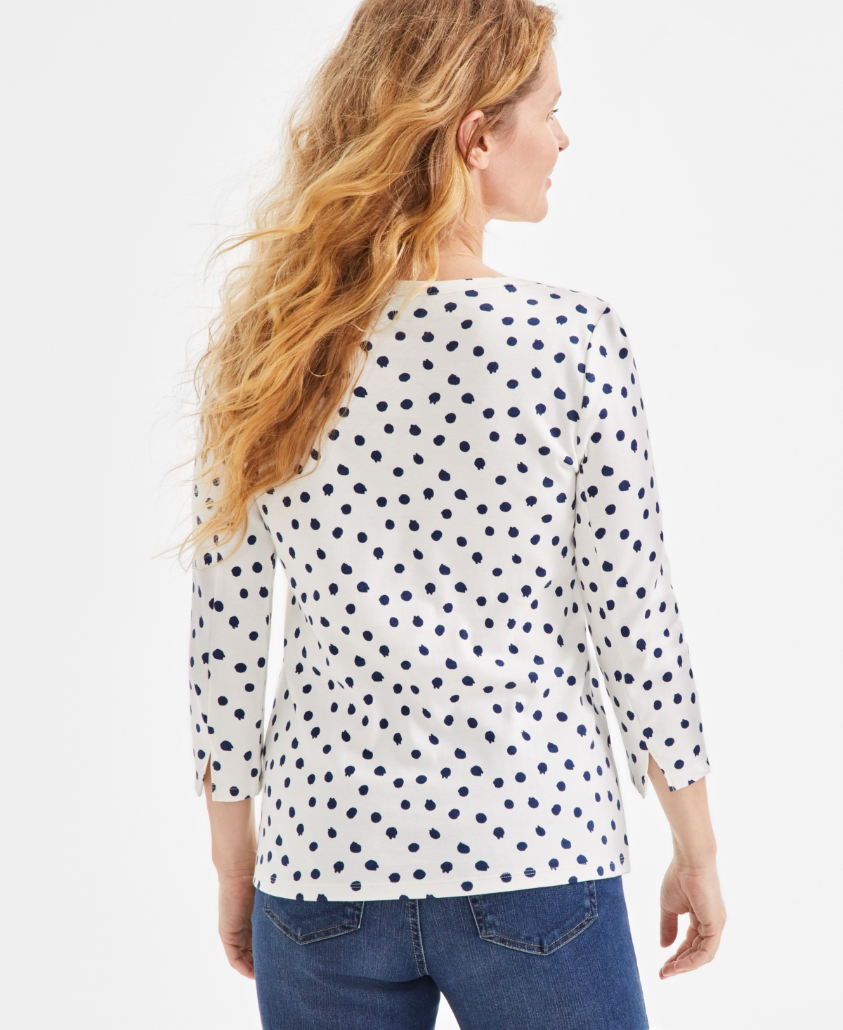 Style & Co Women's Printed Pima Cotton 3/4-Sleeve Top, Exclusively at Macy's