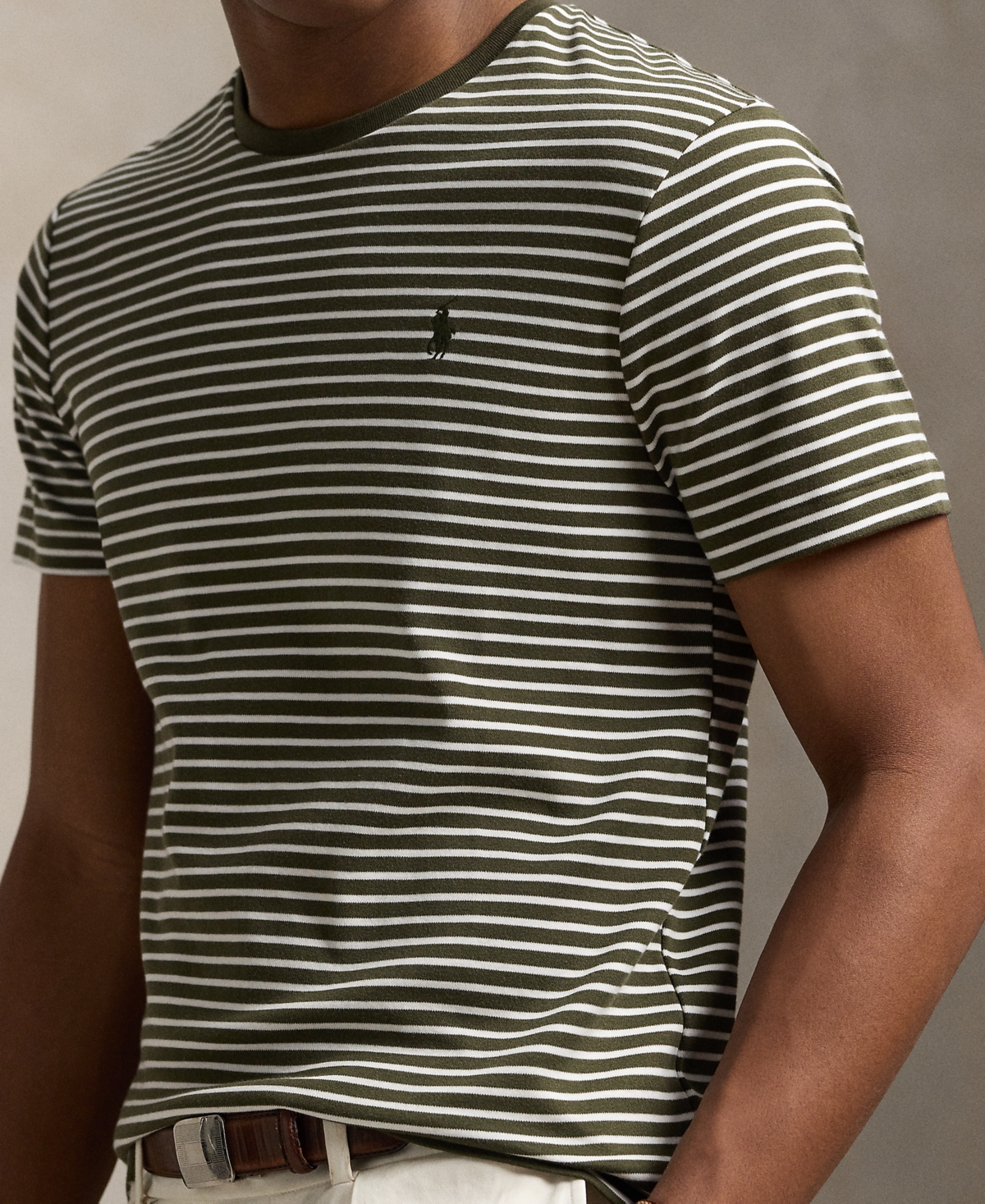 Polo Ralph Lauren Men's Classic-Fit Striped Jersey T-Shirt -white