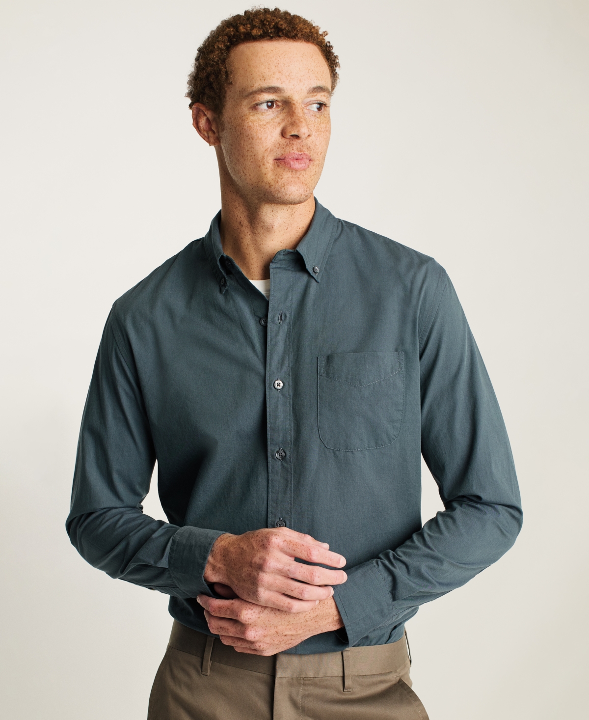 Men's Slim-Fit Melange Shirt - Grey Melange