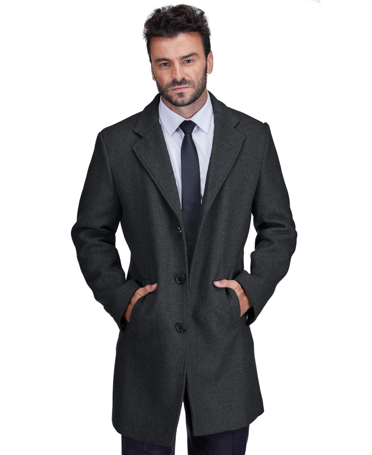 Braveman Men's Tailored Wool Blend Notch Collar Wool Blend Walker Car Coat