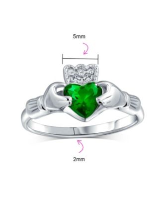 Sorority Sister BFF Celtic Irish Friendship Promise CZ Cubic Zirconia Crown Heart Claddagh Ring.925 Sterling Silver