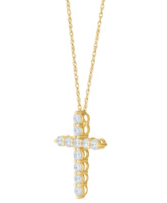 Lab Grown Diamond Cross Pendant Necklace (1 ct. t.w.) in 14k White or Yellow Gold, 16" + 2" extender
