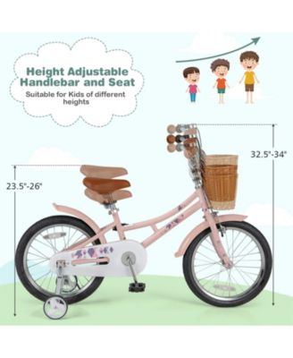 16/18 Inch Kids Bike Retro Bicycle with Adjustable Height and Basket for Ages 4-8 Years Old