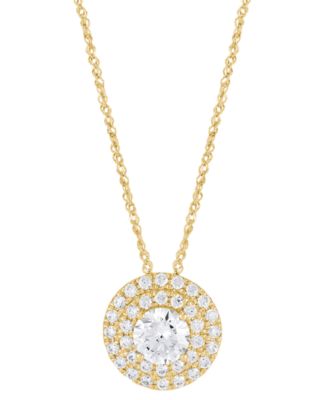 Lab Grown Diamond Double Halo Pendant Necklace (1-1/2 ct. t.w.) in 14k White or Yellow Gold, 16" + 2" extender