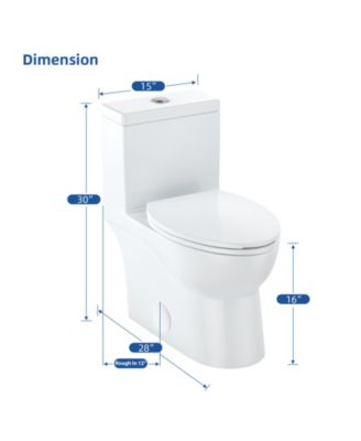 One-Piece Toilet,Dual Flush Elongated Toilet with Soft Close Seat, High-Efficiency Supply, White