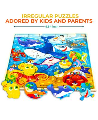 28 Pieces Wooden Toddlers Puzzles for Ages 3-5 – Animal Toys