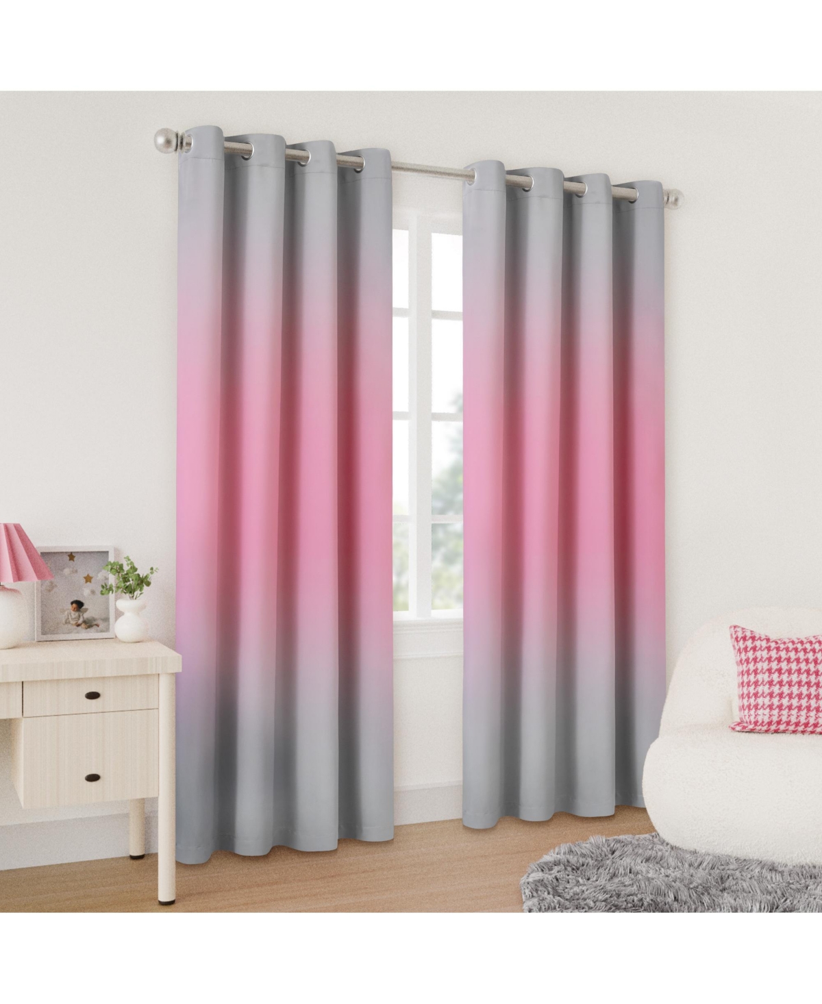 Awesome Home Blackout Grommet Taylor Ombre Curtains Pair, Rainbow, 52