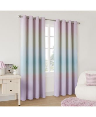 Blackout Grommet Taylor Ombre Curtains Pair, Rainbow, 52"×63"