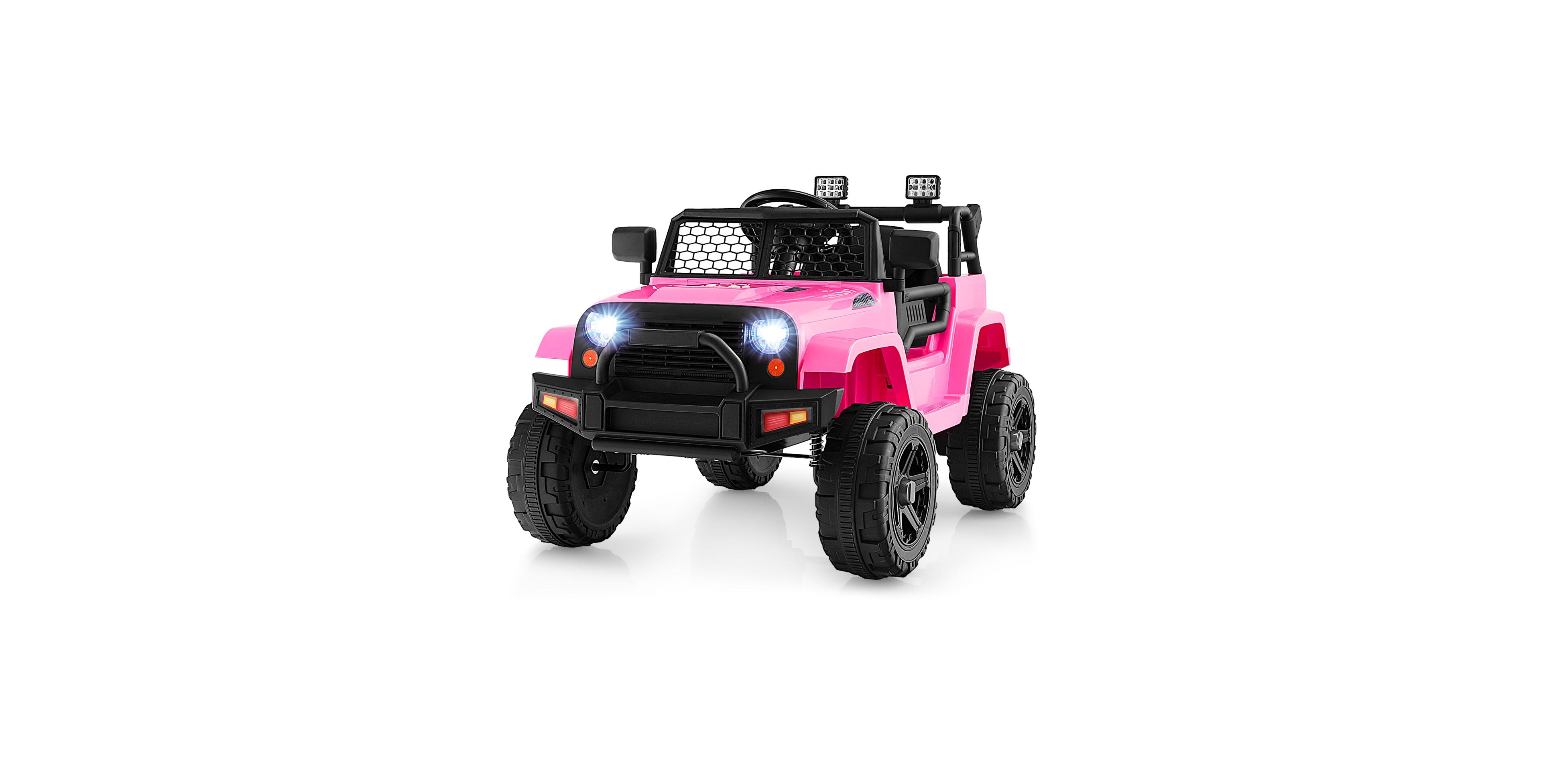 Hongge 12V Kids Ride On Truck with Remote Control and Headlights-Pink