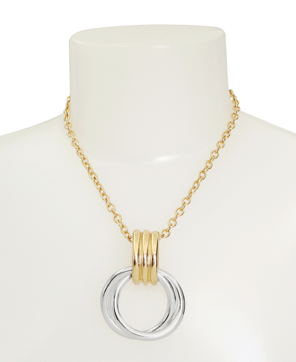 Robert Lee Morris Soho Two Tone Ribbed Ring Pendant Necklace - Two-tone