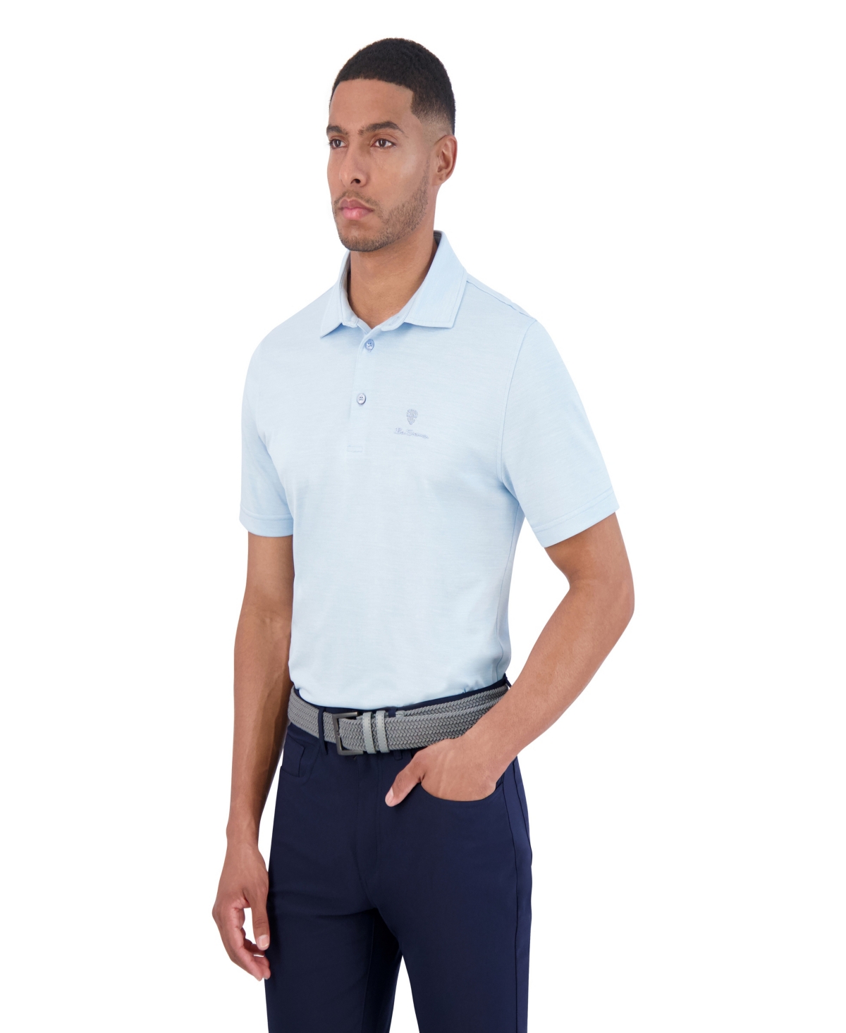 Ben Sherman Men's Yarn Dye Heather Sports Fit Polo Shirt In Light Blue