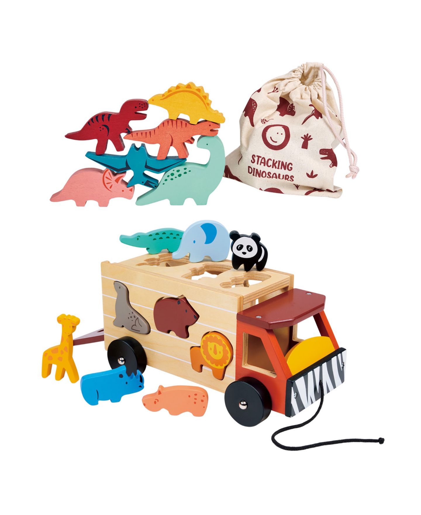Детские игрушки Mentari Toys Explorer's Dinosaur Shape Sorting and Stacking Educational Toy Set, Ages 3+ — фото 1