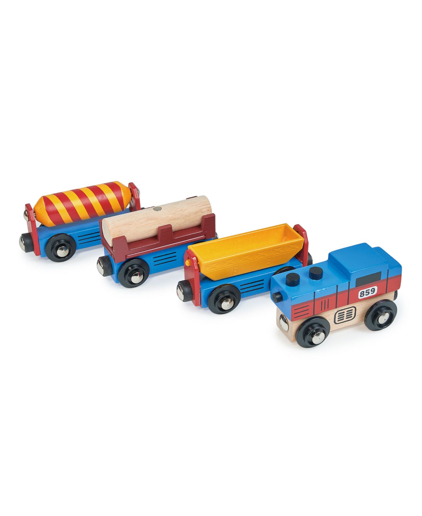 Детские игрушки Mentari Toys Adventure Trains Magnetic Wooden Train Set, 4-Piece Set — фото 2