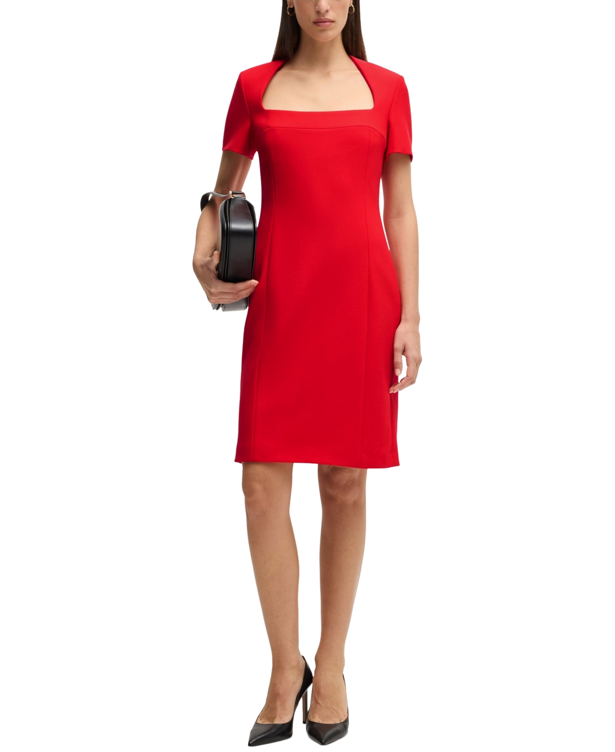 HUGO BOSS BOSS BY HUGO BOSS WOMEN'S SQUARE-NECK SLIM-FIT DRESS 