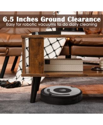 Compact Retro Mid-Century Coffee Table with Storage Open Shelf