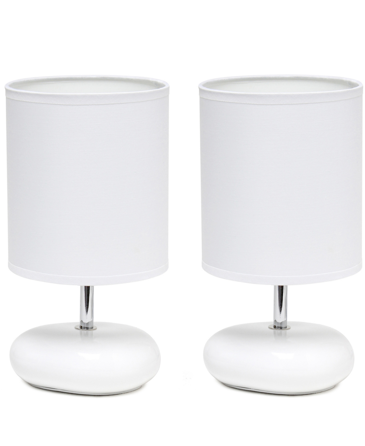 Creekwood Home 10.24" Traditional Mini Round Rock Table Lamp 2 Pack Set In White