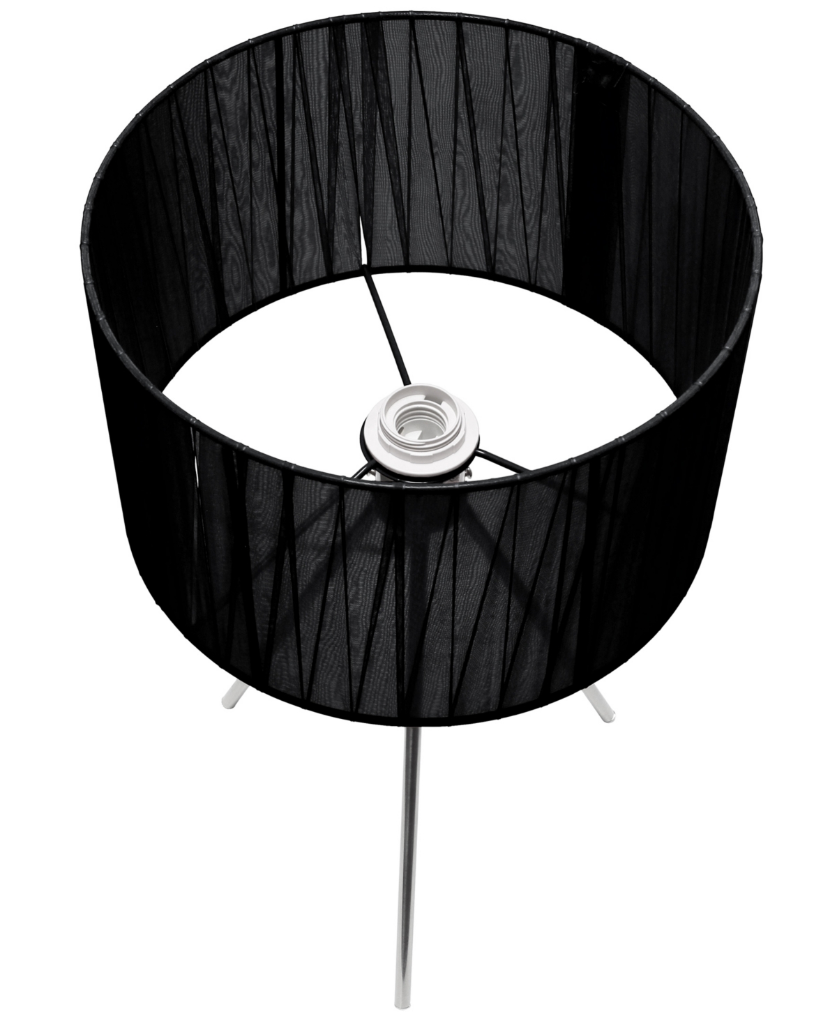 Creekwood Home 19.69" Contemporary Brushed Nickel Pedestal Table Lamp In Brushed Nickel,black