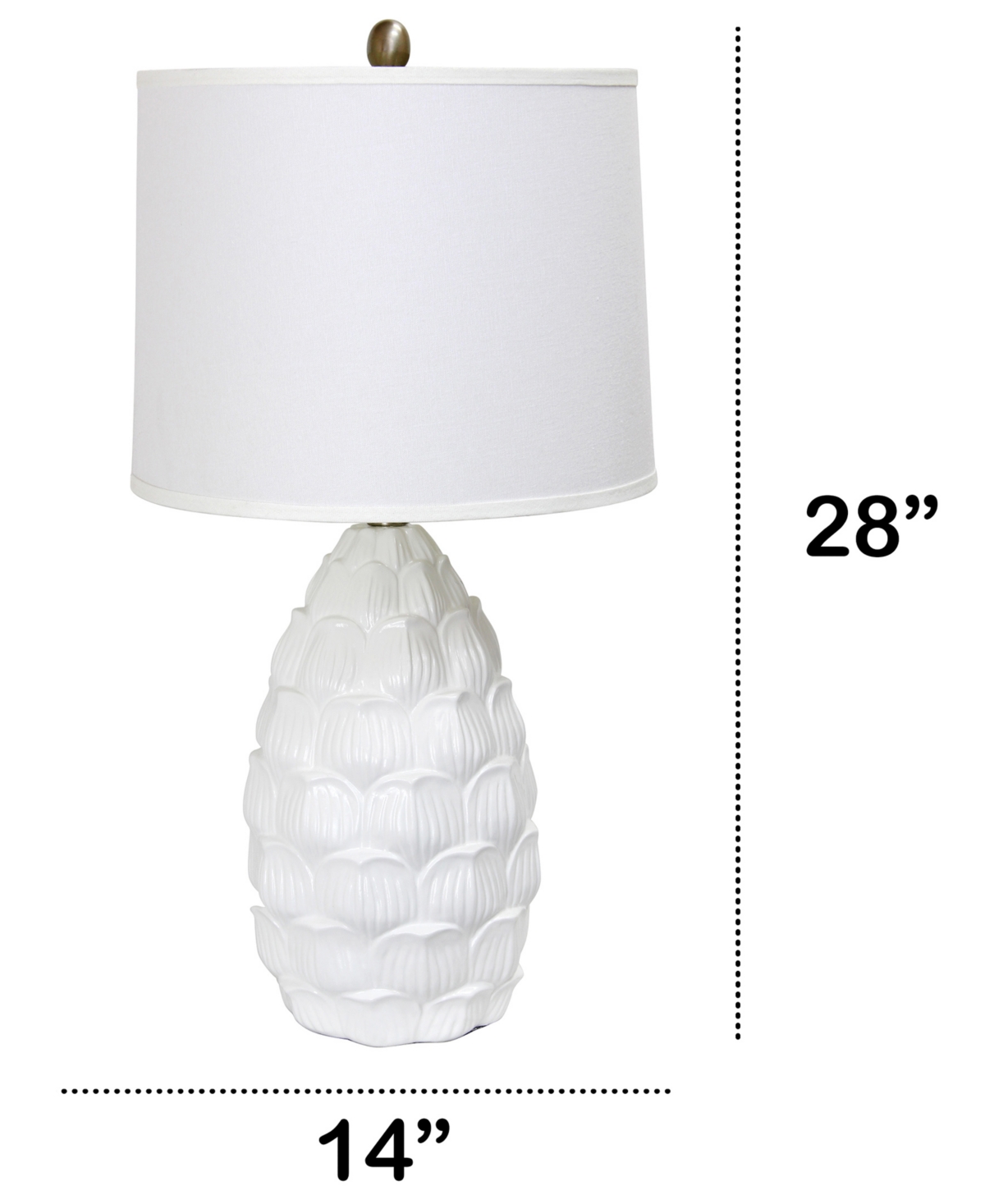 Lalia Home 28" Tall Coastal Seashell Traditional Table Lamp In White
