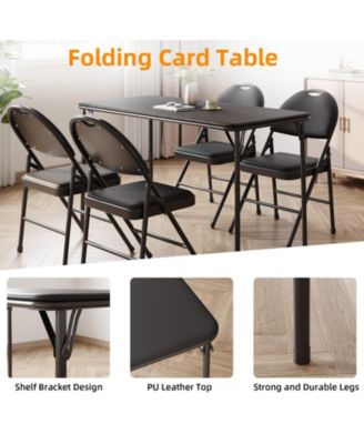 5-Piece Card Table Set,Folding Card Table and Chair Set of 5 Portable with Padded Tabletop