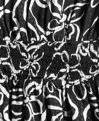 Women's Printed Smocked-Waist Tiered Mini Dress, Exclusively at Macy's