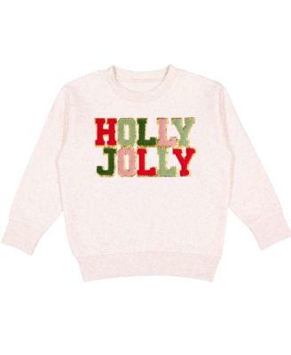 Little and Big Girls Holly Jolly Patch Christmas Sweatshirt