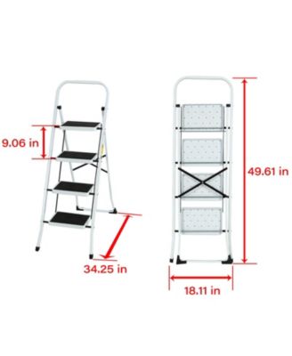 4 Step Ladder Folding Step Stool , Lightweight Step Stools for Adults with Anti-Slip Pedal, Portable Steel Handrails Step Ladder Withstanding 330 lbs