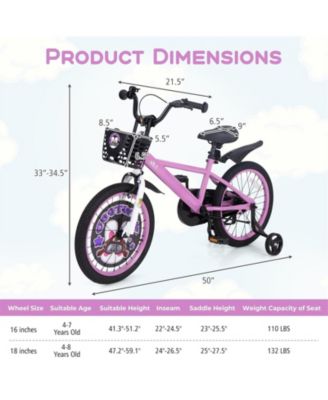 16/18 Inch Kids Bike for 4-8 Years Old Sport Bicycle with Adjustable Handlebar and Saddle