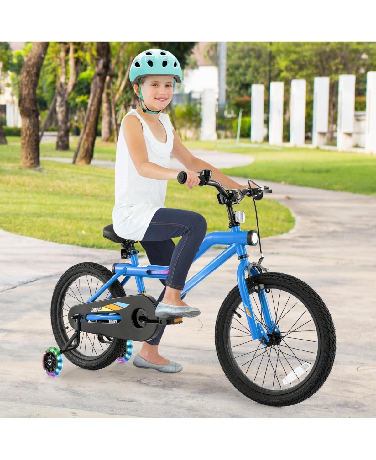 16/18 Inch Kids Bike Led Lighted Adjustable with Training Wheels for 4-8 Years Old Kids