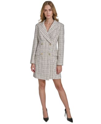 Halston - Women's Tweed Double-Breasted Jacket Dress