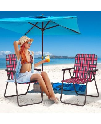 6 Pieces Folding Beach Chair Camping Lawn Webbing Chair