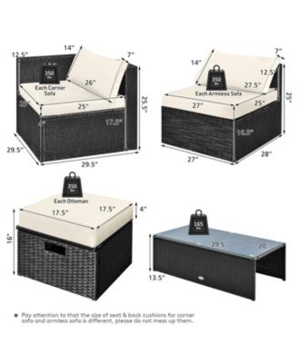 8 Pieces Patio Rattan Storage Table Furniture Set