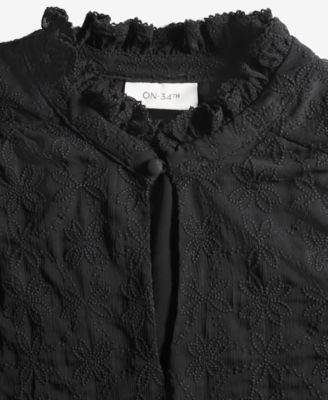 Women's Embroidered Chiffon Ruffled-Neck Top, Exclusively at Macy's