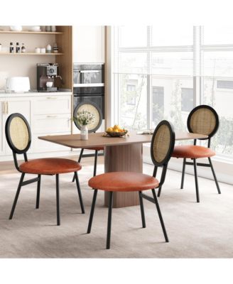 Dining Chairs Set of 4, Rattan Kitchen Chairs with Thicken Upholstered, Modern Dining Room Chairs Set of 4,Brown