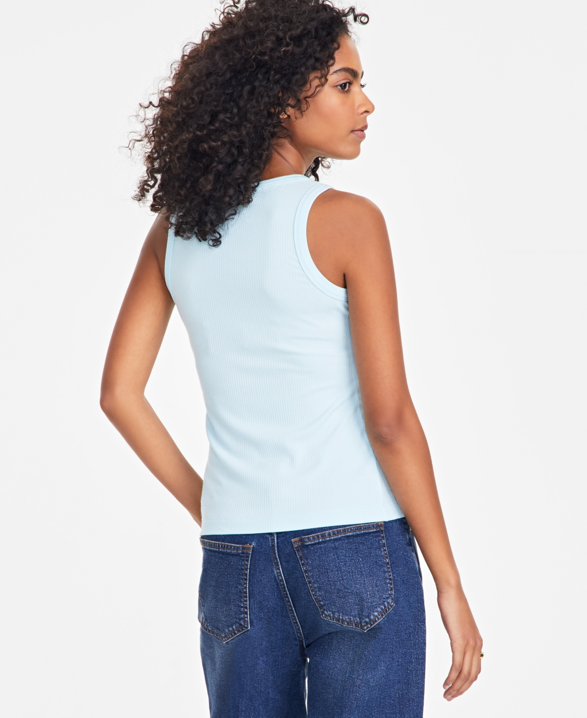 On 34th Women's Ribbed High-neck Tank Top, Xxs-4x, Created For Macy's In Blue Chiff