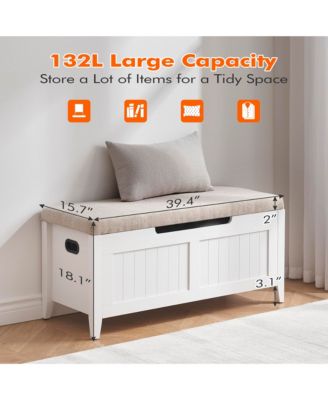 42'' Storage Bench - Wooden Toy Chest with Seating and 2 Safety Hinge, Storage Chest Flip-Top Storage Trunk