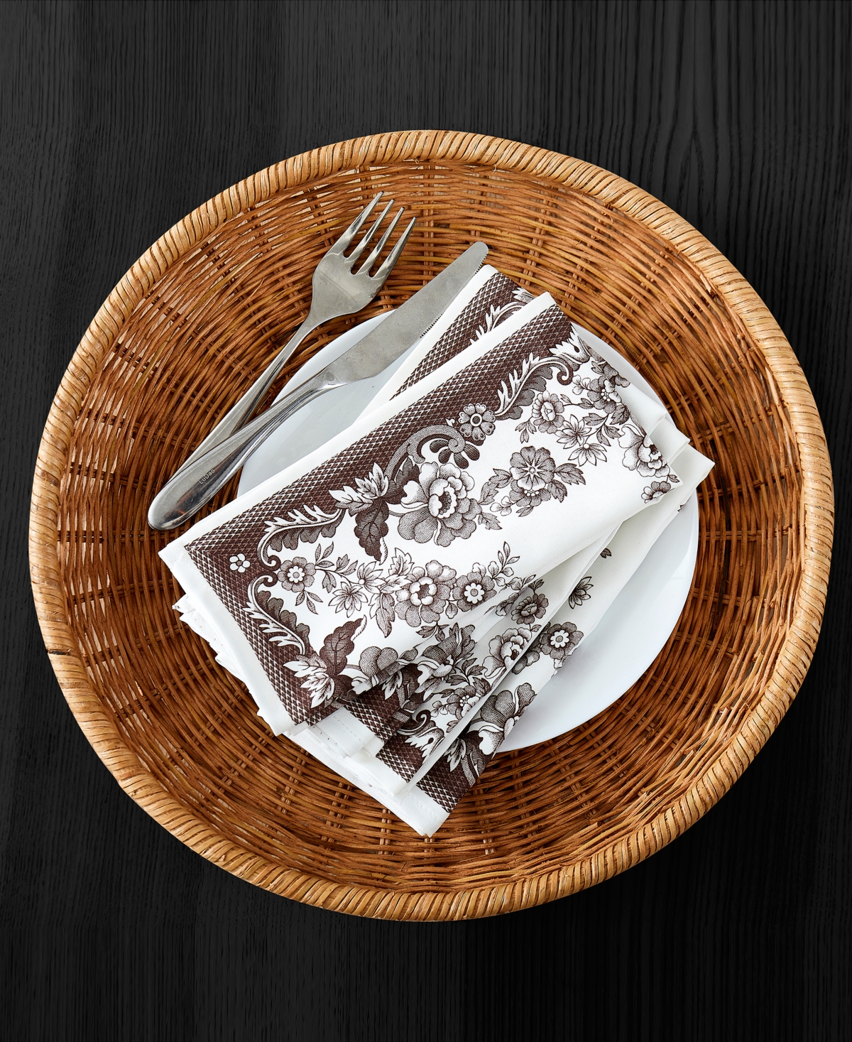 Spode Woodland Polyester Napkin Set, 19" X 19" In Ivory
