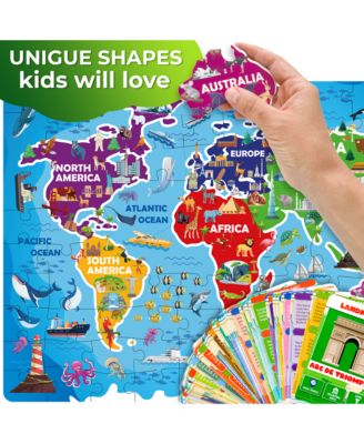 70 Pcs Jigsaw Puzzles for Kids Ages 4-6 - 400+ Facts on 50 Flashcards