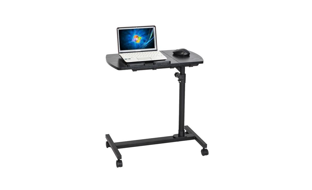 Slickblue Four-Wheel MultifunctionalComputer Desk with Flat Surface and Lifting Mechanism for Versatile Use - Black