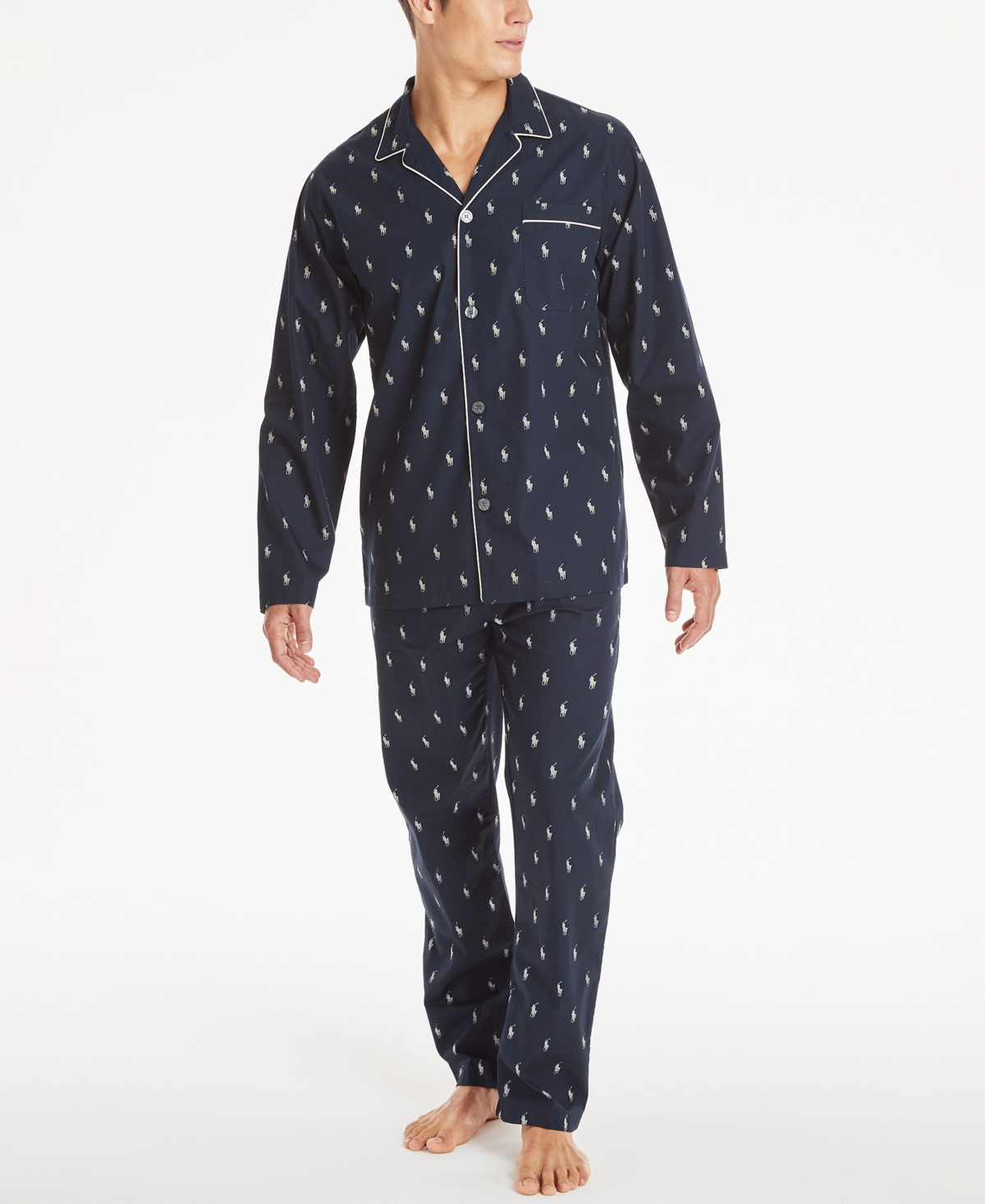 Polo Ralph Lauren Men's All Over Polo Player Pajama Shirt -White