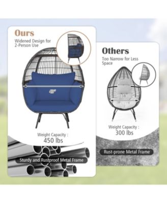 Oversized Patio Rattan Egg Lounge Chair with 4 Cushions