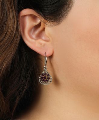 Crystal Flower Filigree Fan Earrings